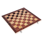 Christmas Travel Chess Set 3 In 1 Wooden Backgammon Checkers & Chess Board Game - Image 1