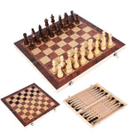 Christmas Travel Chess Set 3 In 1 Wooden Backgammon Checkers & Chess Board Game - Image 2
