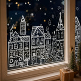 Christmas Window Sticker Set With Static Cling Village Design - Image 6
