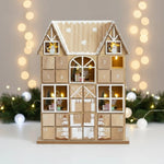 Christmas Wooden Advent Calendar With 24 Compartments And Warm LED Light - Image 1
