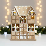 Christmas Wooden Advent Calendar With 24 Compartments And Warm LED Light - Image 1