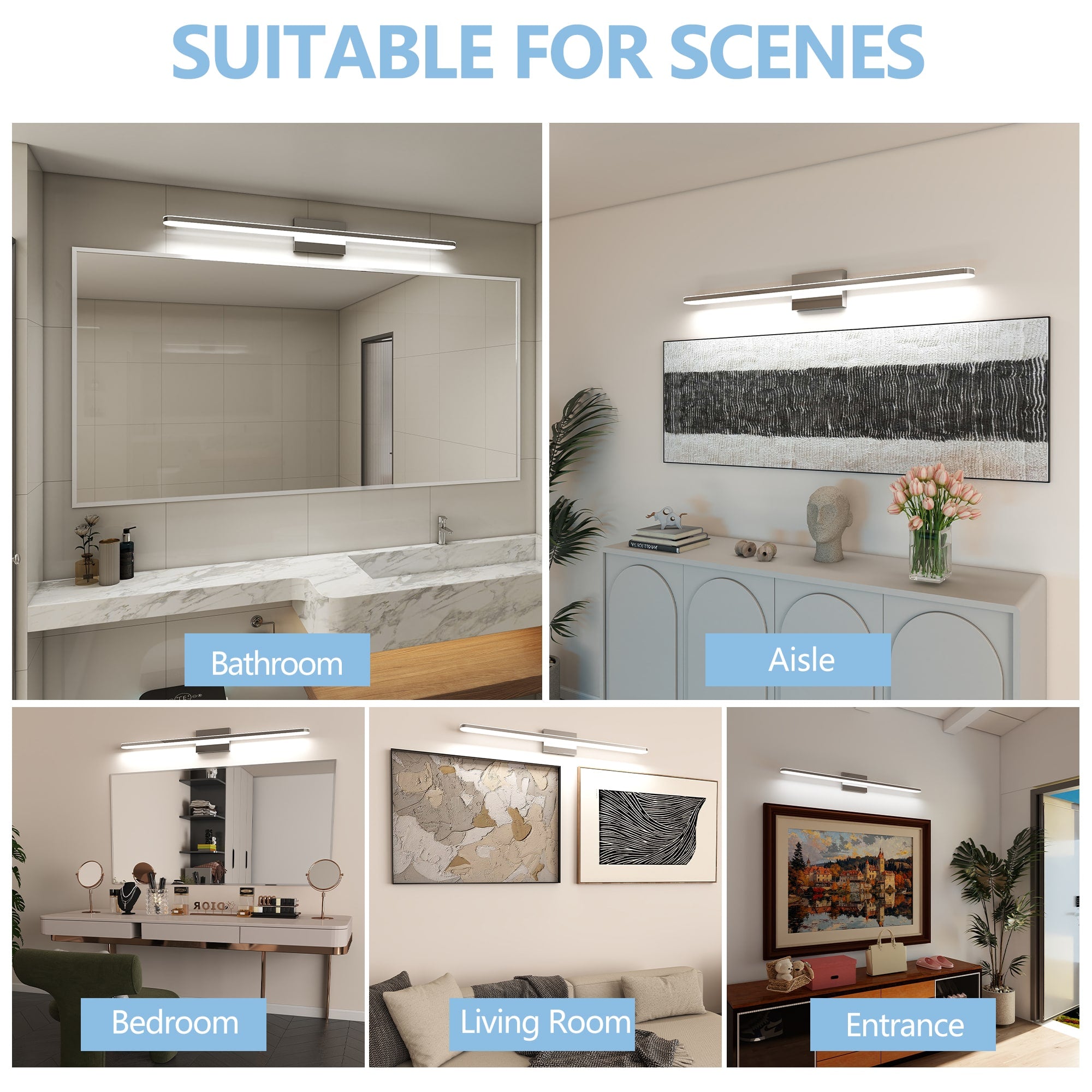 Chrome LED Vanity Light With Acrylic Panel - Image 3