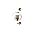 Clear Glass Globe Sconces With Cylindrical Inner Cage - Image 3