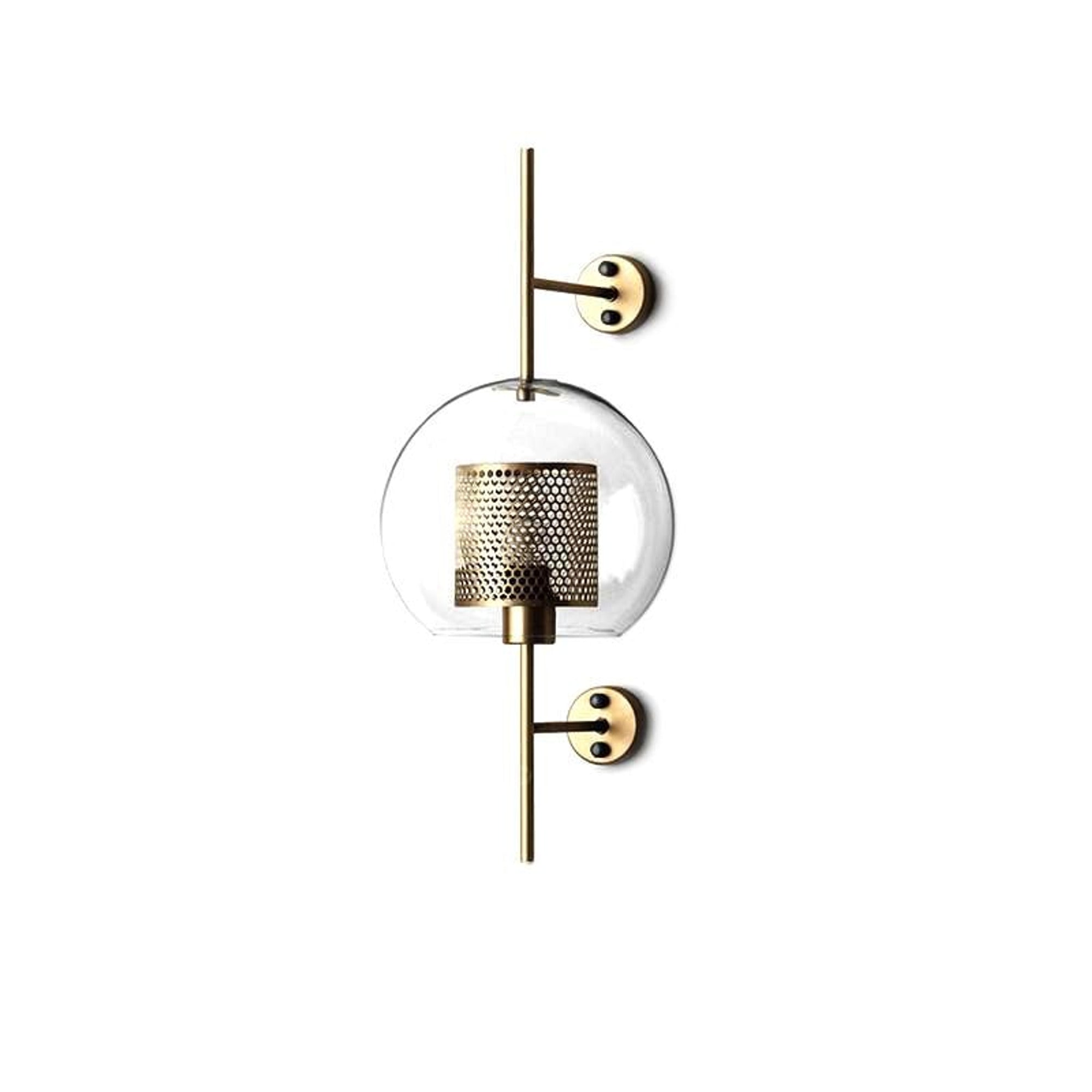 Clear Glass Globe Sconces With Cylindrical Inner Cage - Image 3