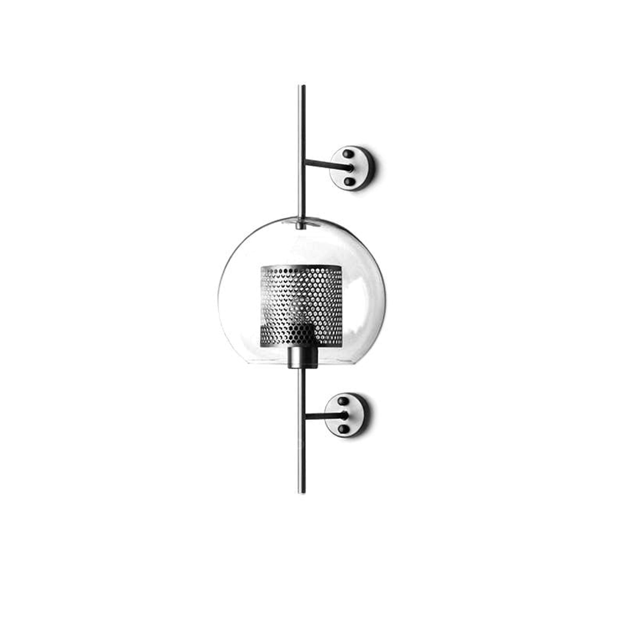 Clear Glass Globe Sconces With Cylindrical Inner Cage - Image 4