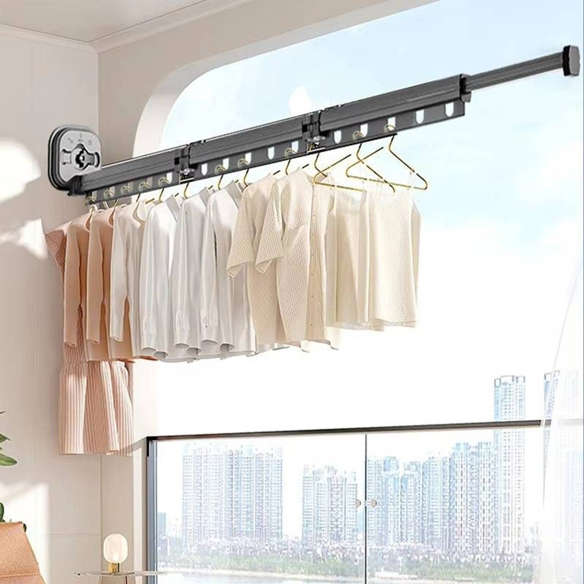 Clothes Drying Rack With 360° Rotation And Telescopic Extension Space-Saving Design For Indoor Use - Image 1