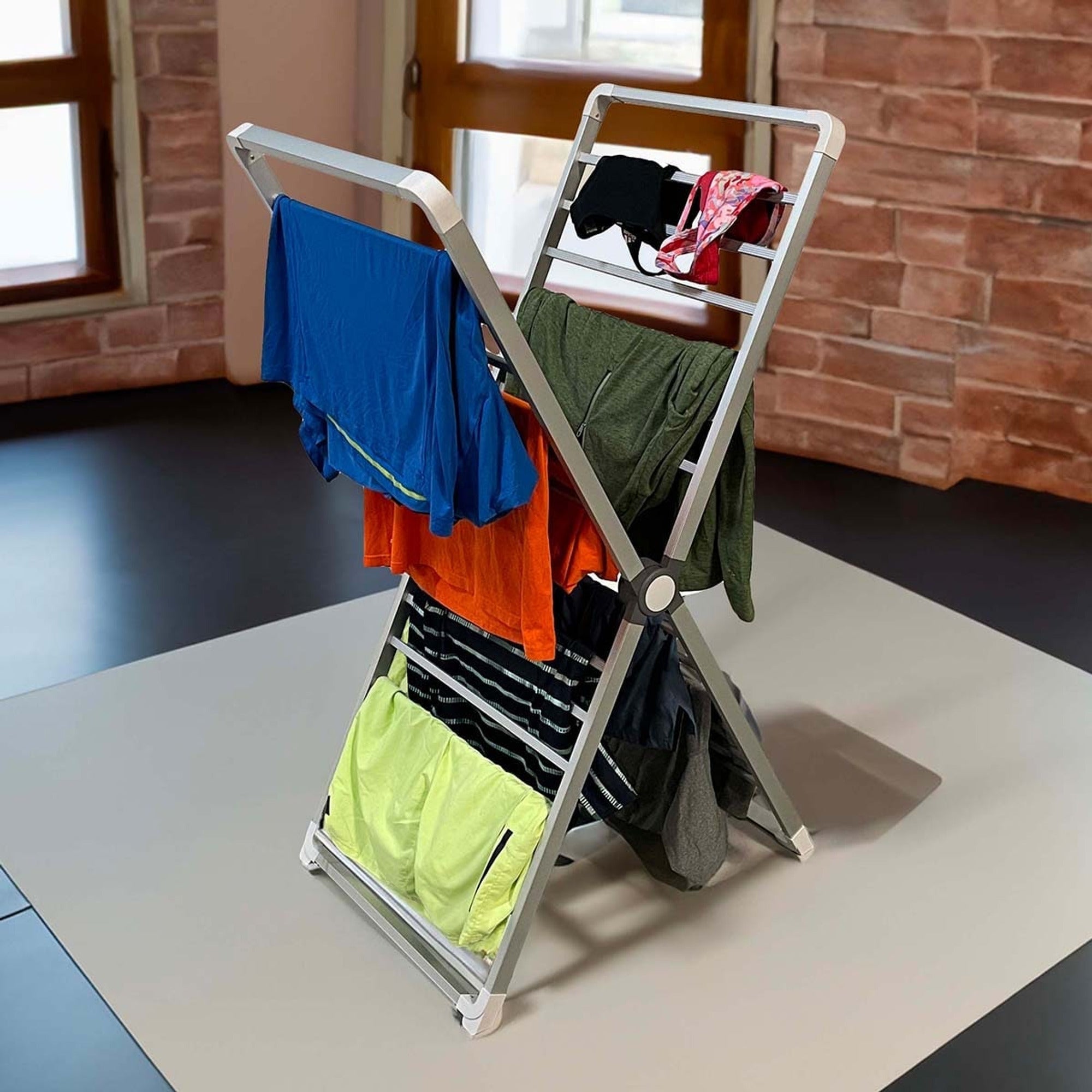 Clothes Drying Rack With Aluminum Frame Garment Space-Saving Vertical Design Folds Completely Flat - Image 1