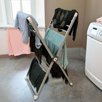 Clothes Drying Rack With Aluminum Frame Garment Space-Saving Vertical Design Folds Completely Flat - Image 3