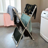 Clothes Drying Rack With Aluminum Frame Garment Space-Saving Vertical Design Folds Completely Flat - Image 3