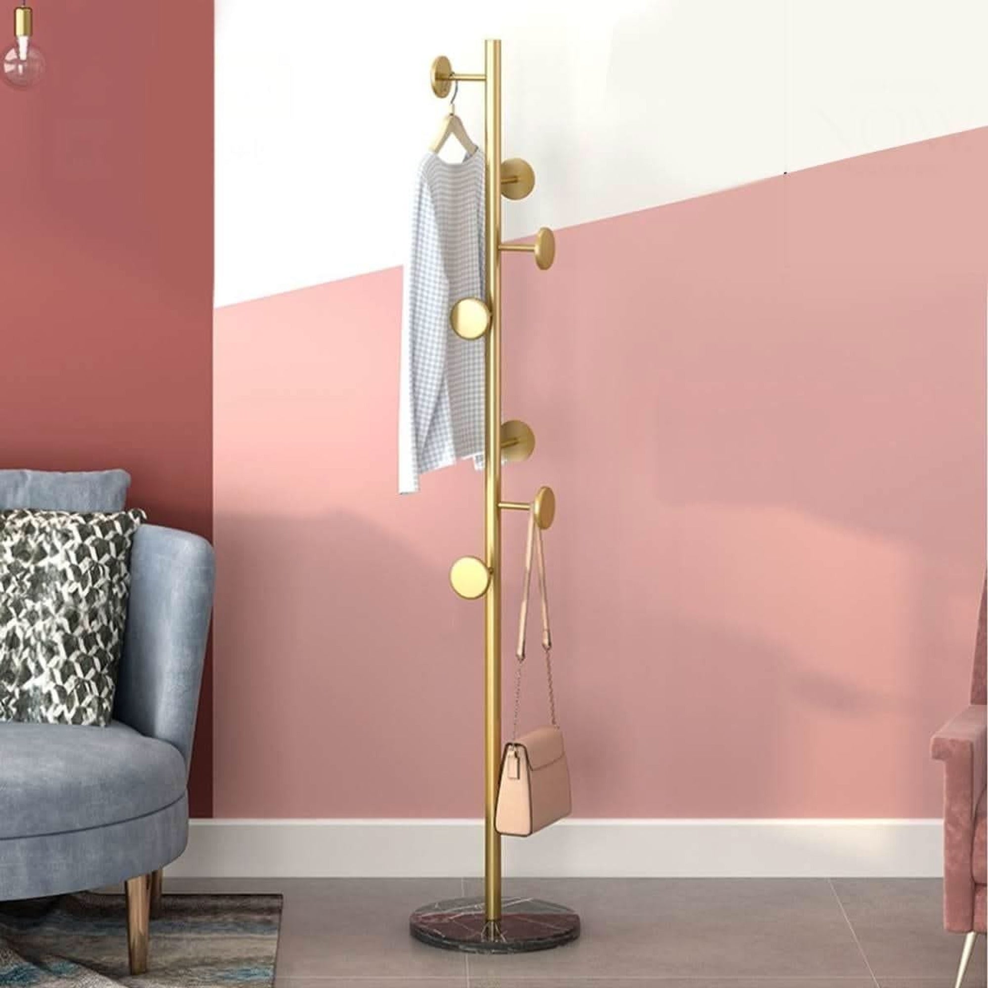 Clothing Rack with Streamlined Vertical Design and Hooks - Image 2