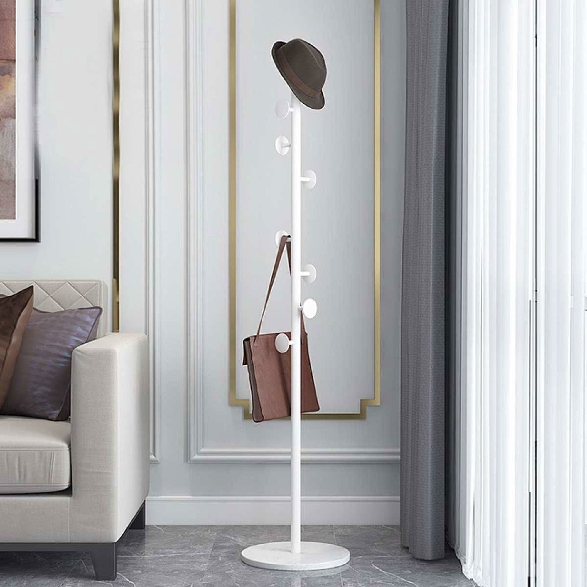 Clothing Rack with Streamlined Vertical Design and Hooks - Image 3