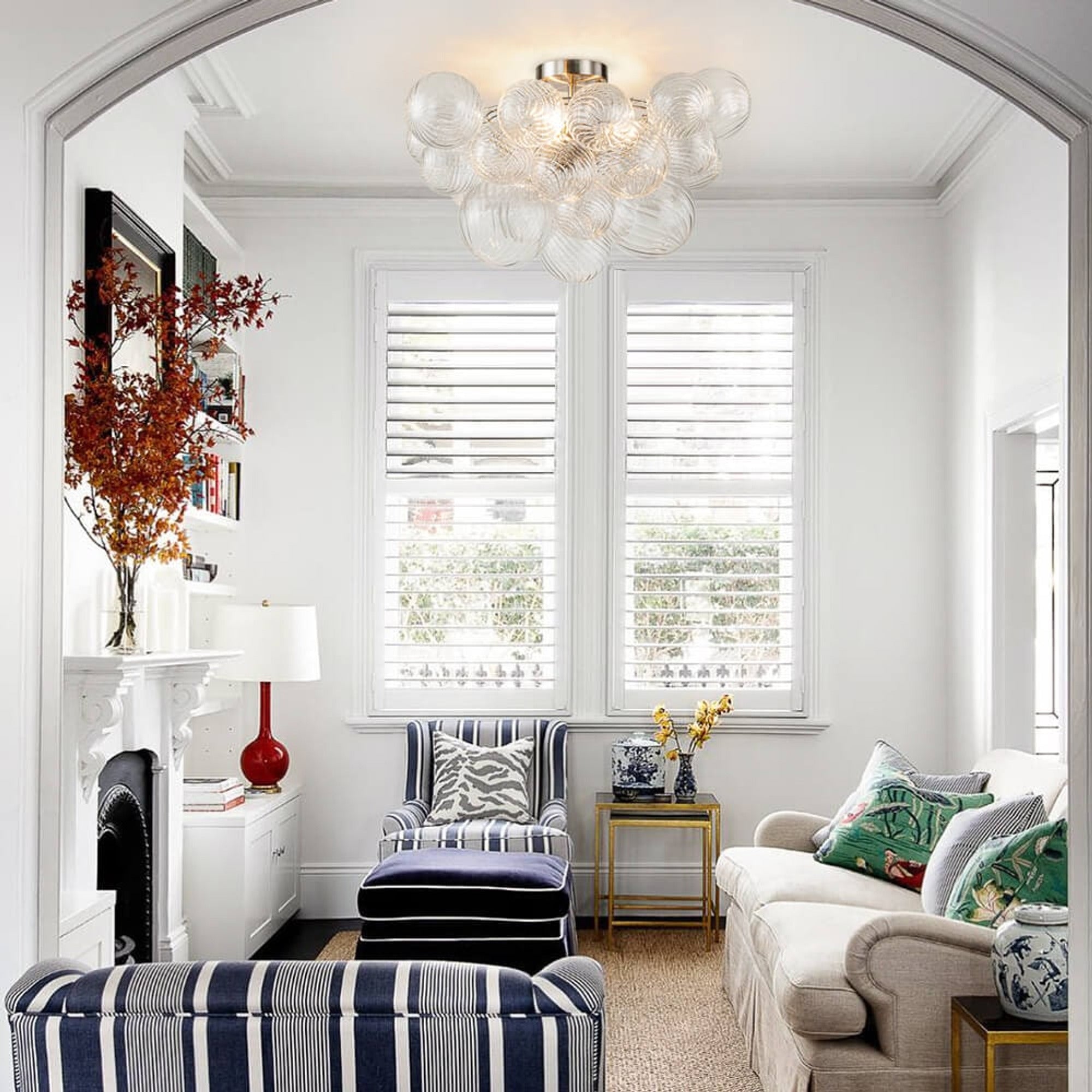 Cluster Ceiling Lights Modern Chandelier Semi Flush Mount Glass Bubble Design - Image 2