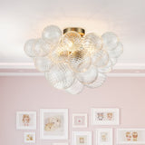 Cluster Chandelier Semi Flush With Textured Glass Bubbles - Image 6