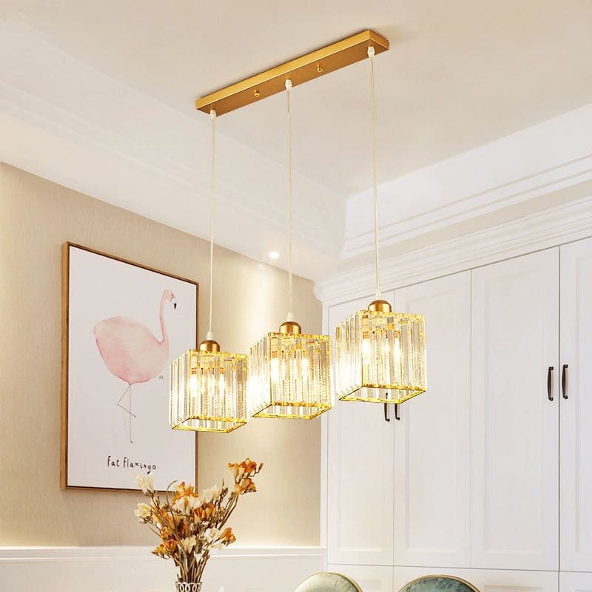 Cluster Pendant Light Adjustable Cylindrical Glass Shade - Image 11
