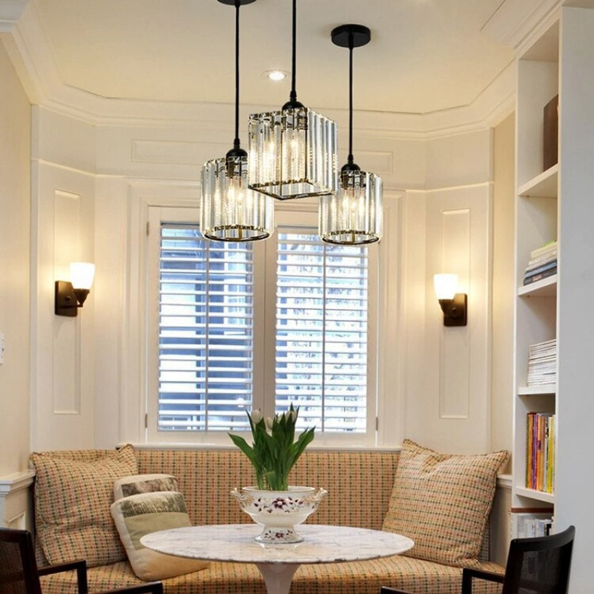 Cluster Pendant Light Adjustable Cylindrical Glass Shade - Image 7