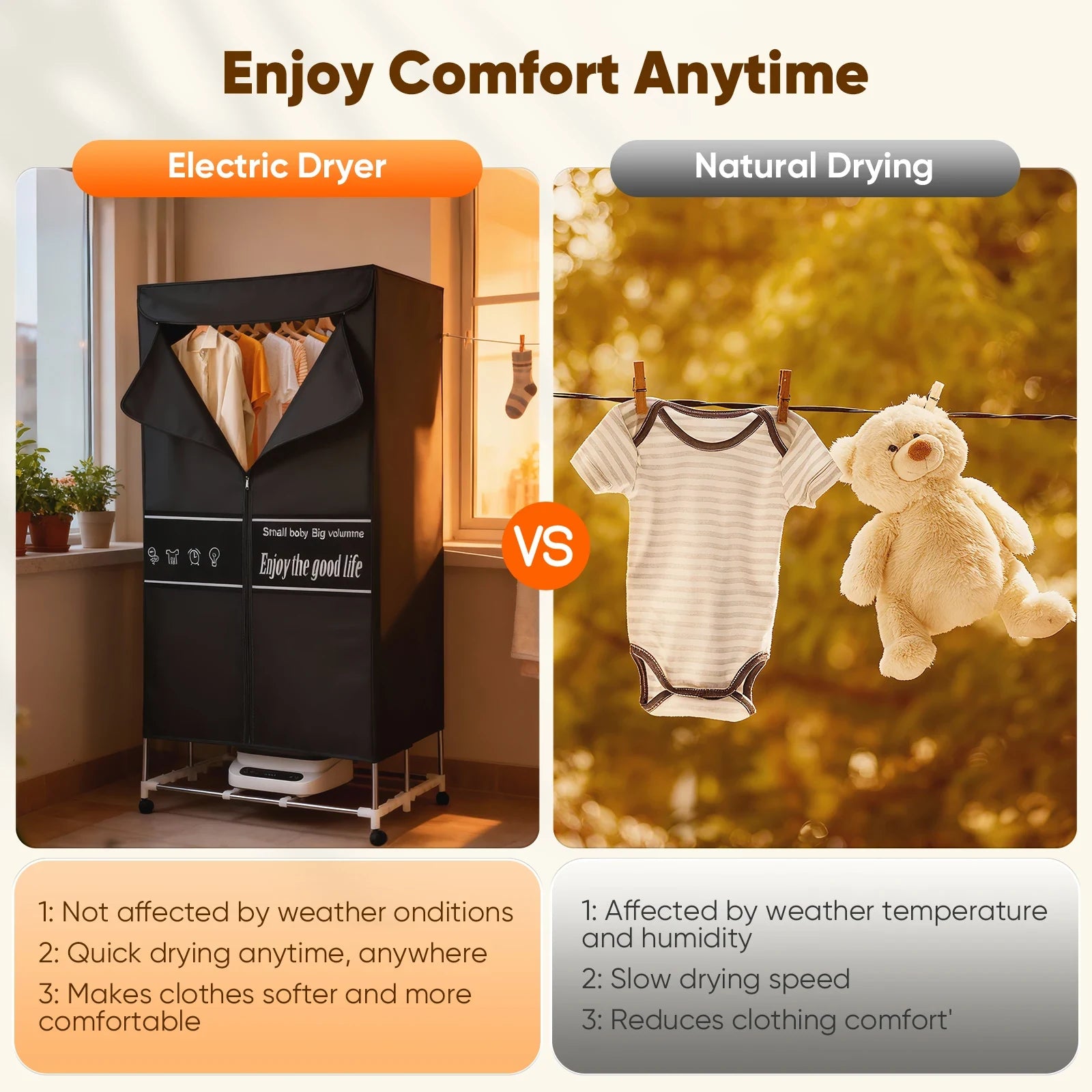 Compact Portable Electric Clothes Dryer With Home Quick Drying Folding Cloth Function - Image 2