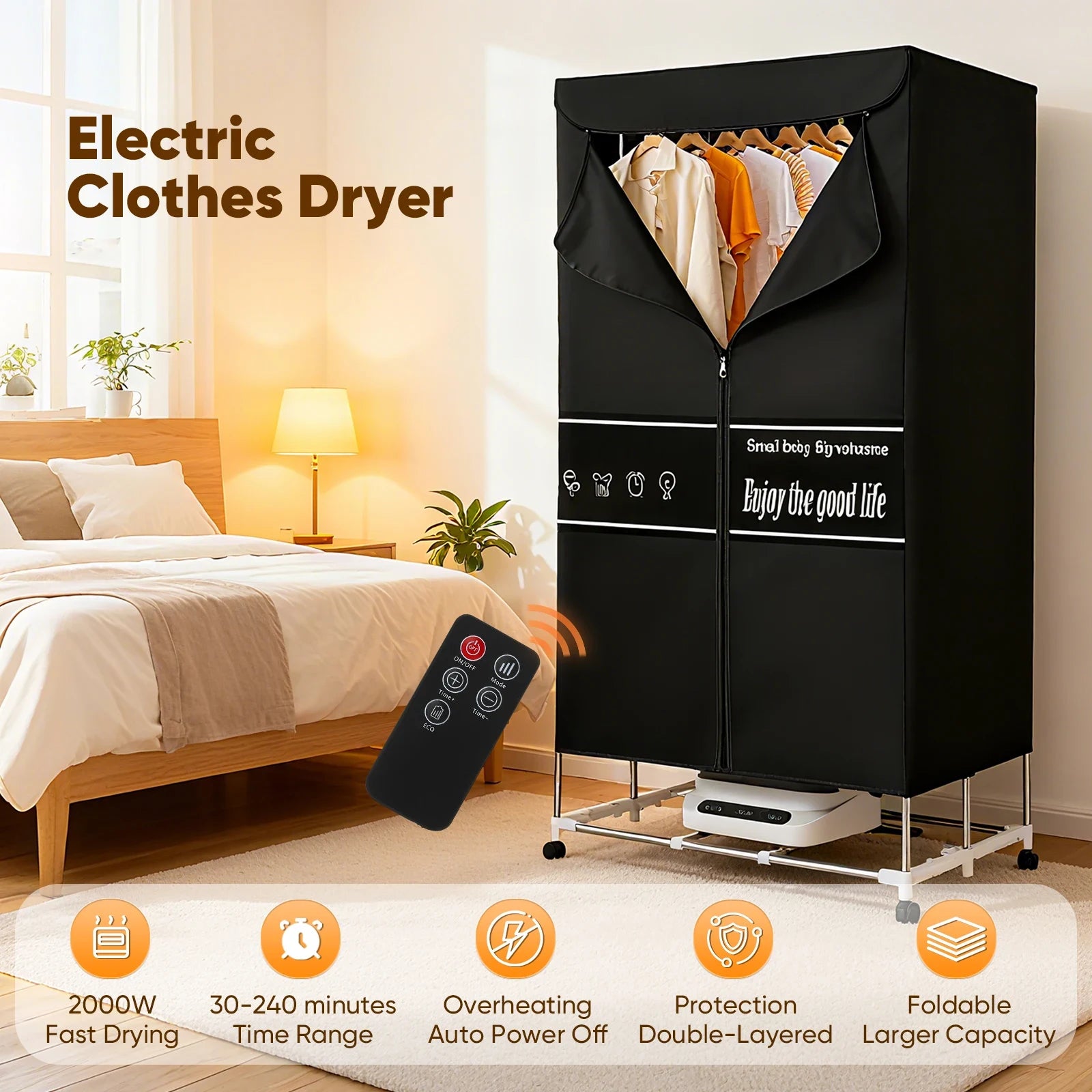 Compact Portable Electric Clothes Dryer With Home Quick Drying Folding Cloth Function - Image 4