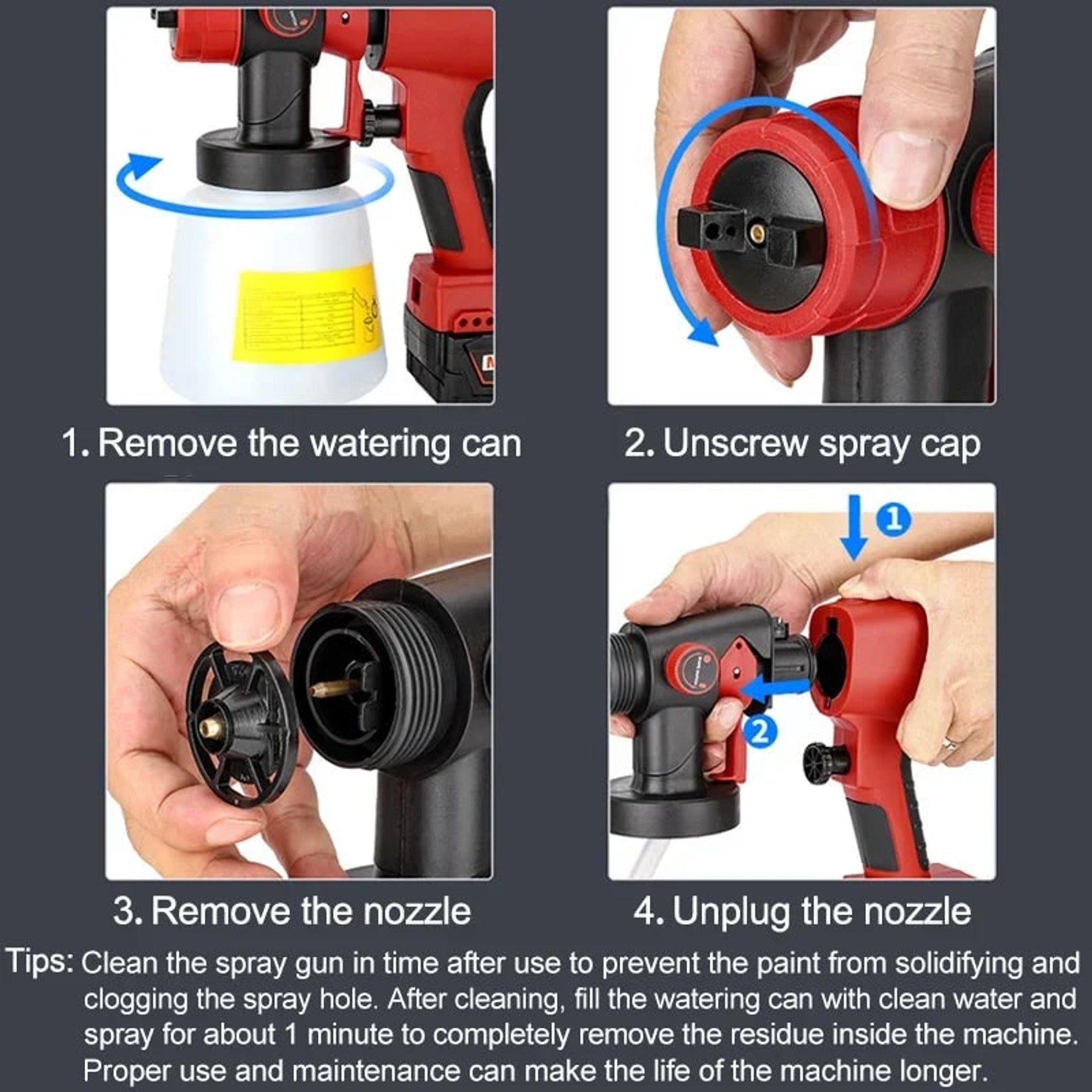 Cordless Paint Sprayer Electric Handheld With Portable Adjustable Spray Patterns And Detachable Container - Image 5