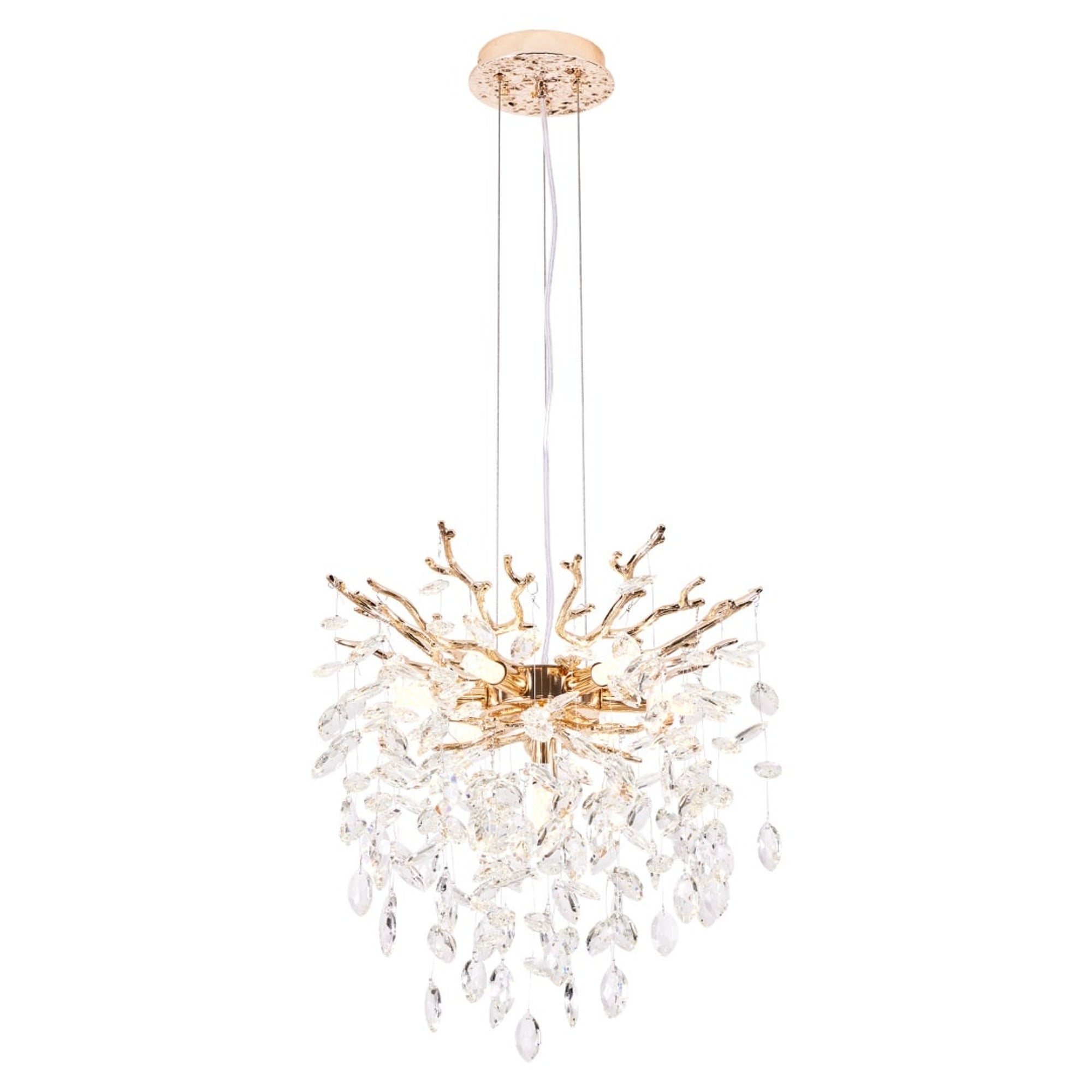 Crystal Branch Chandelier With Gold Metal Branches - Image 1