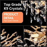 Crystal Branch Chandelier With Gold Metal Branches - Image 3