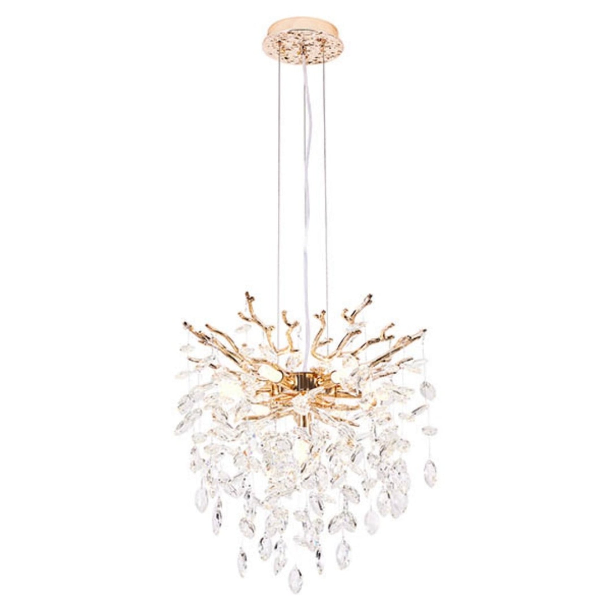 Crystal Branch Chandelier With Gold Metal Branches - Image 7