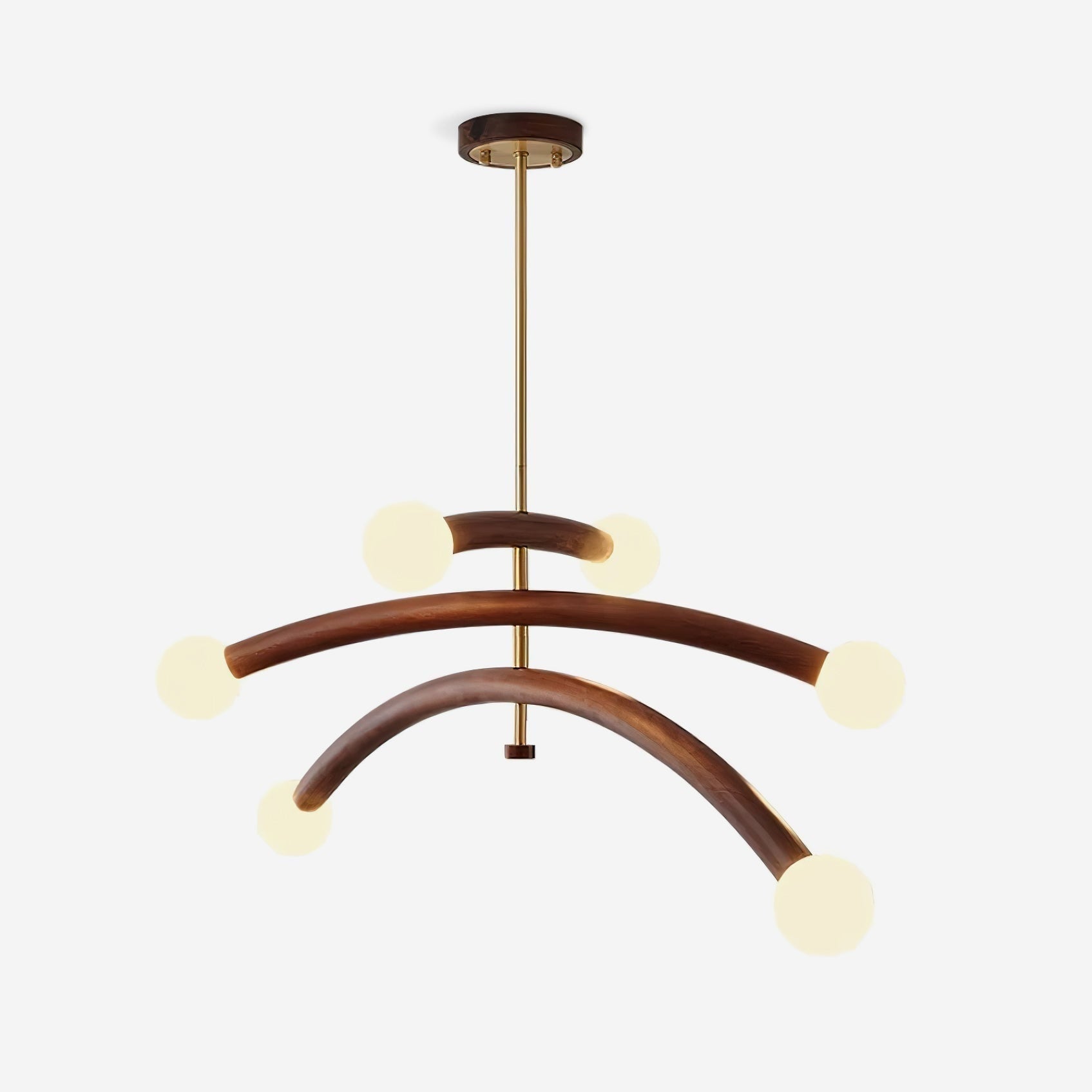 Curved Arm Globe Chandelier With Arc Glass Shades - Image 1