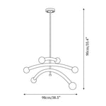 Curved Arm Globe Chandelier With Arc Glass Shades - Image 10