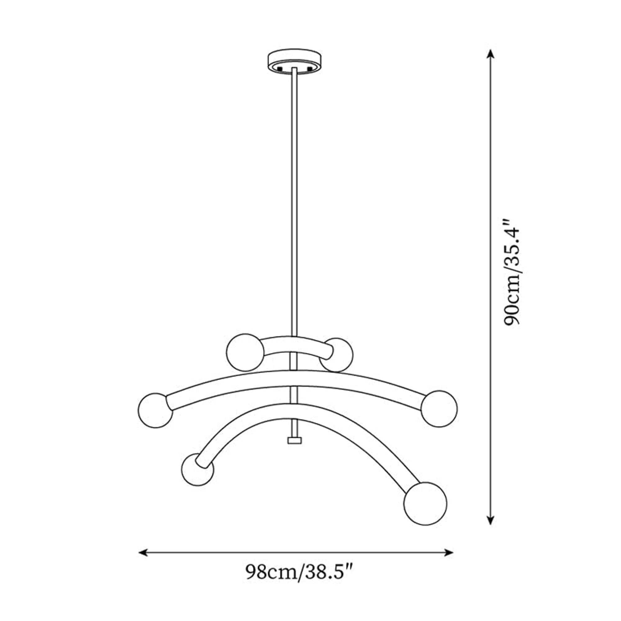 Curved Arm Globe Chandelier With Arc Glass Shades - Image 10