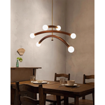 Curved Arm Globe Chandelier With Arc Glass Shades - Image 12