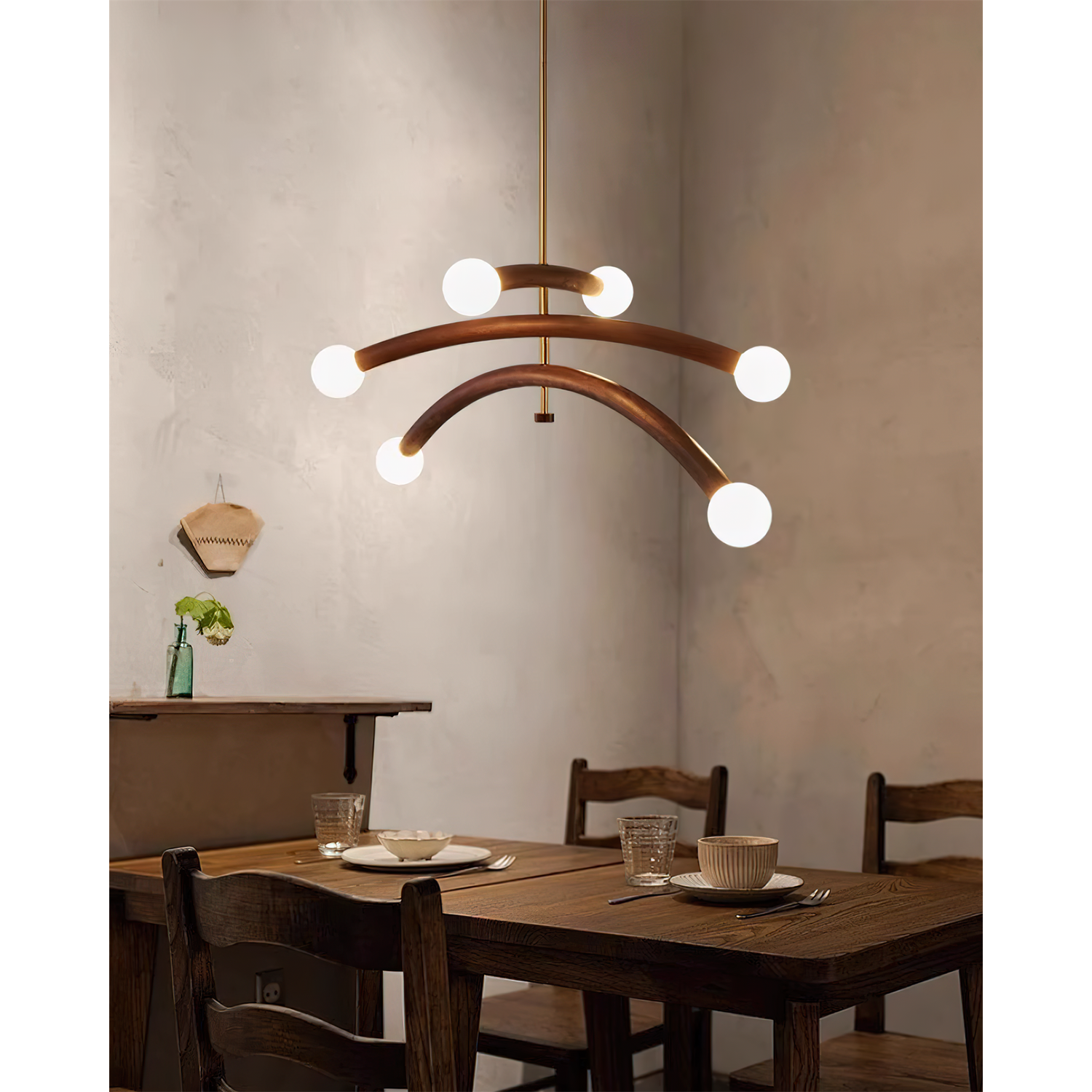 Curved Arm Globe Chandelier With Arc Glass Shades - Image 12