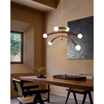 Curved Arm Globe Chandelier With Arc Glass Shades - Image 13