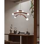 Curved Arm Globe Chandelier With Arc Glass Shades - Image 4