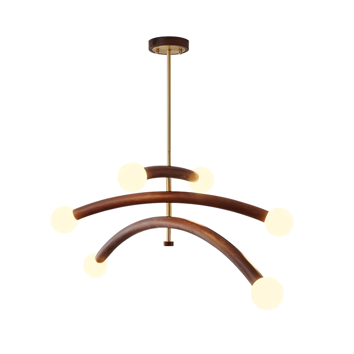 Curved Arm Globe Chandelier With Arc Glass Shades - Image 5