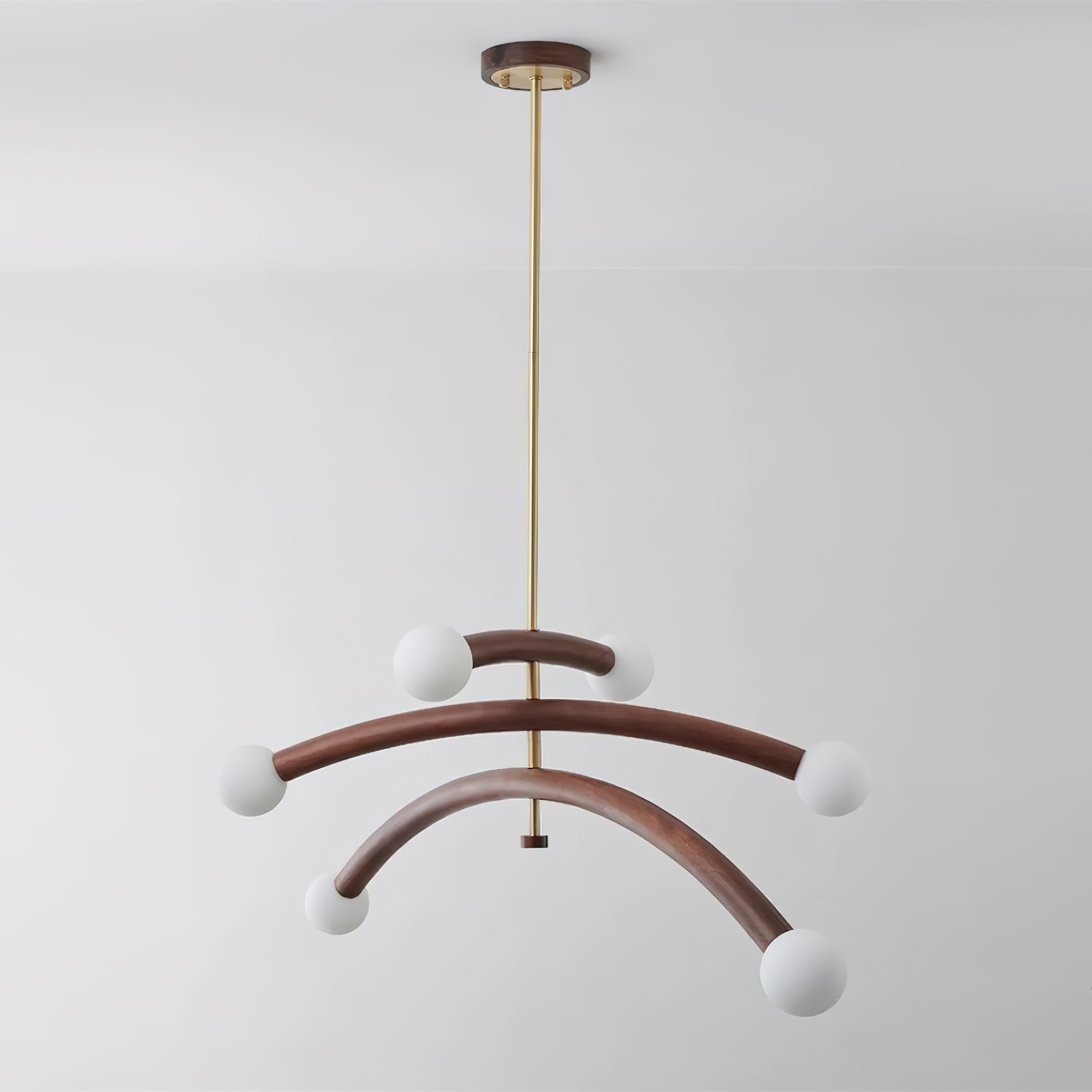 Curved Arm Globe Chandelier With Arc Glass Shades - Image 7
