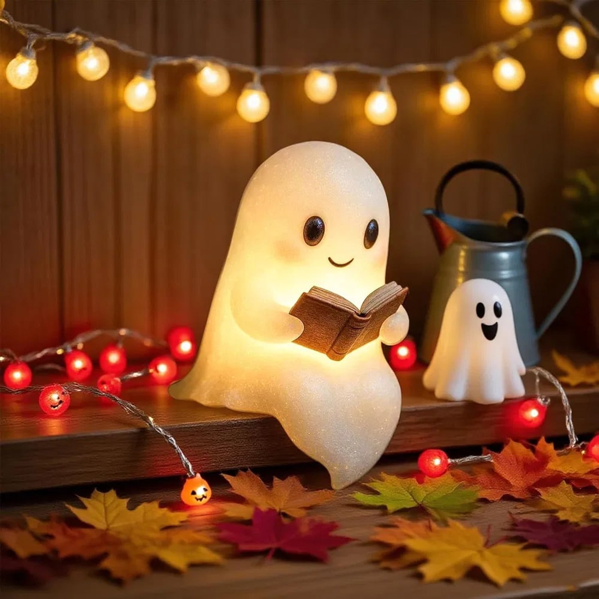 Cute Ghost Reading Book Halloween Table Decorations - Image 9