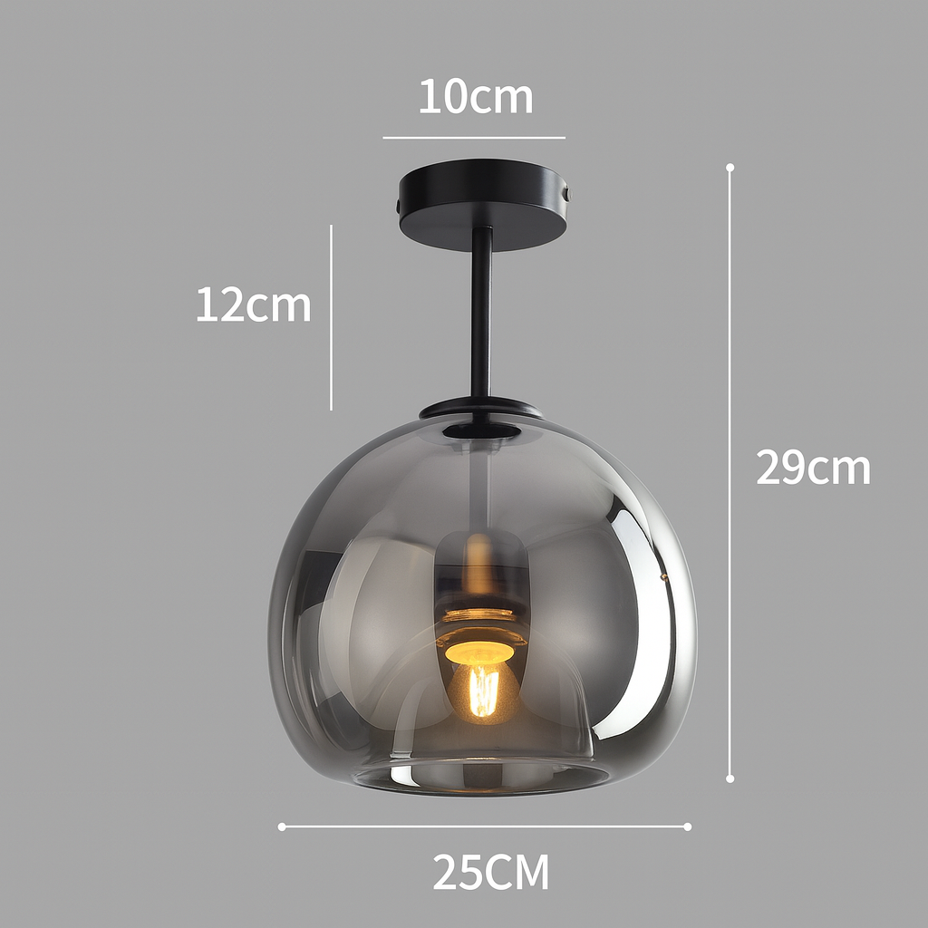Nordic Glass Globe Semi-Flush Ceiling Light | 1-Light Lasson Living