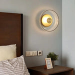 Minimalist Brass & Glass Round Wall Sconce LED 1-Light Lasson Living