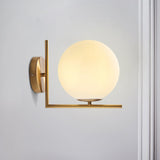Dimmable Glass Globe Sconces With Brass Arm - Image 3