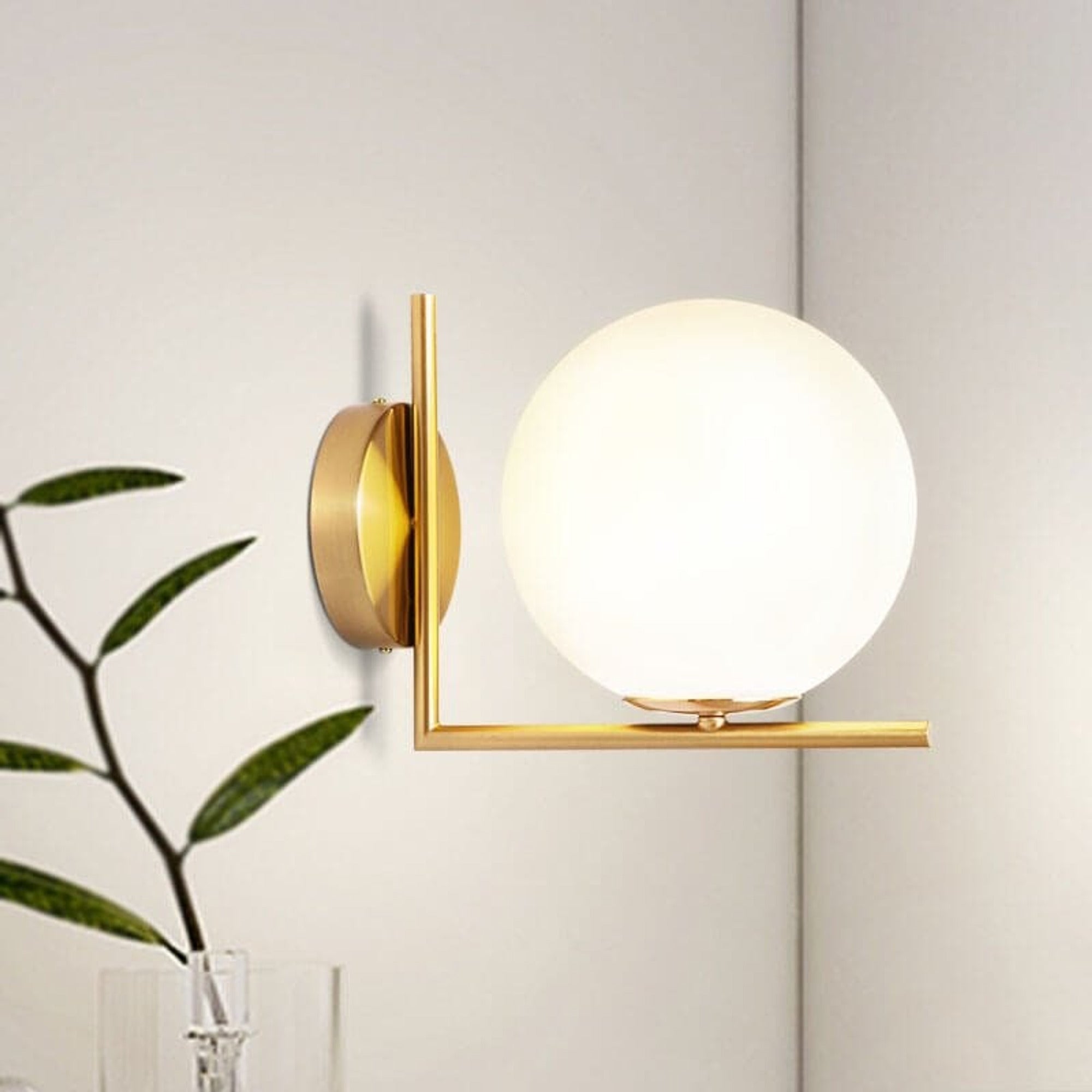 Dimmable Glass Globe Sconces With Brass Arm - Image 5