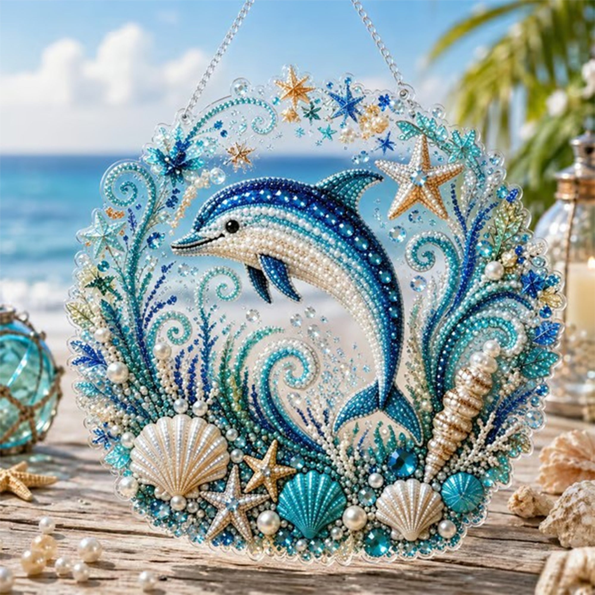Diy Layered Bead Pearl Art Kit With Round Hanging Plate - Image 13