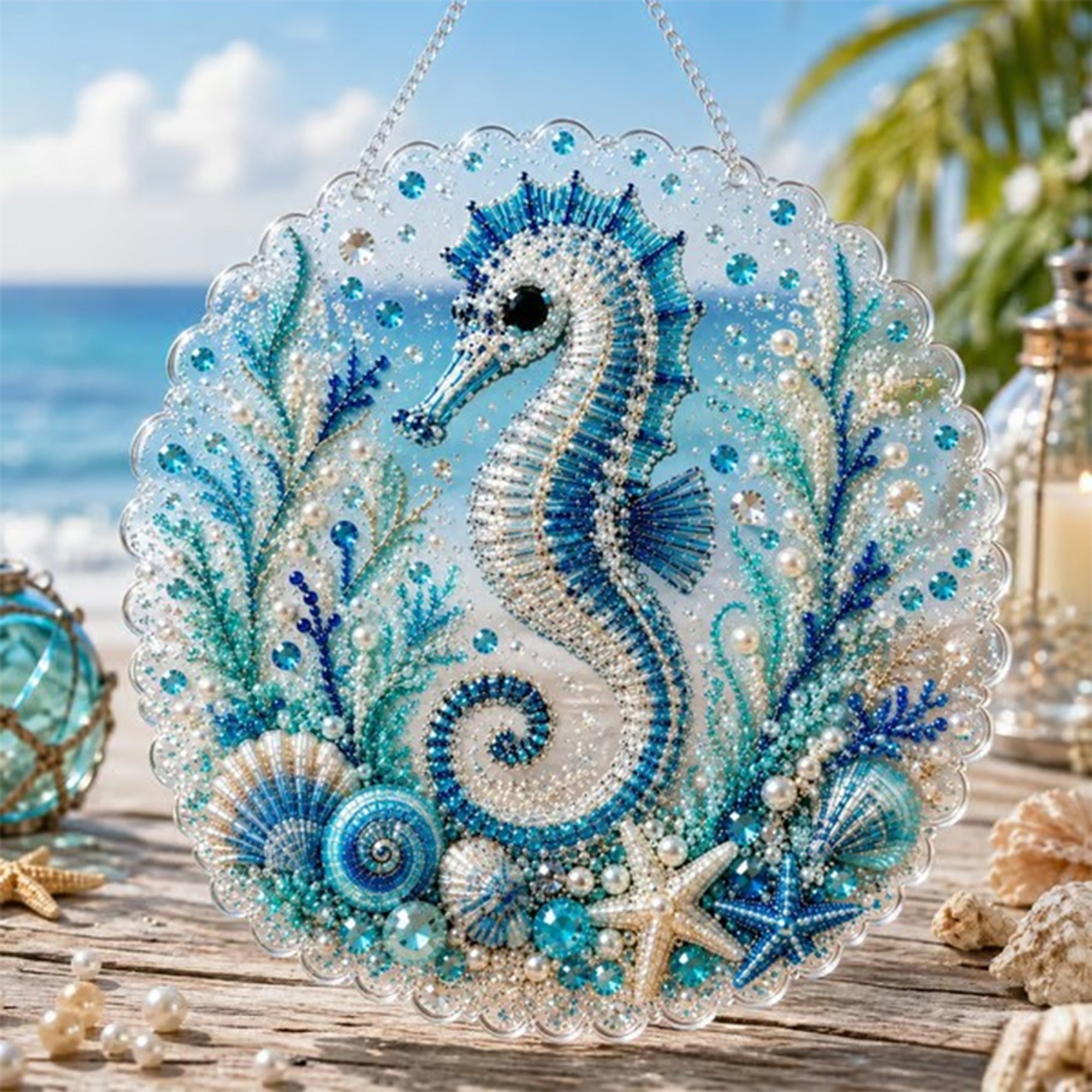 Diy Layered Bead Pearl Art Kit With Round Hanging Plate - Image 14