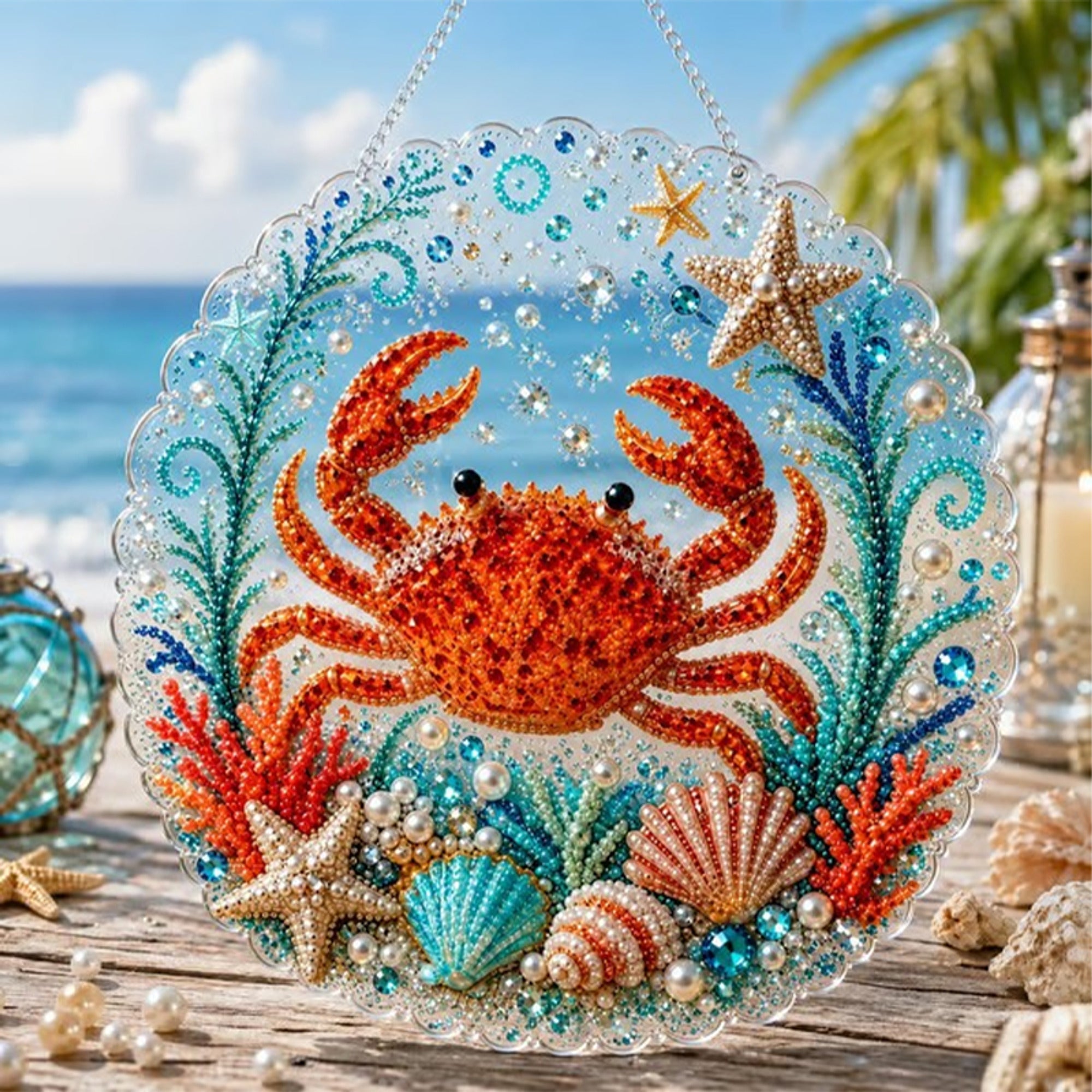 Diy Layered Bead Pearl Art Kit With Round Hanging Plate - Image 15