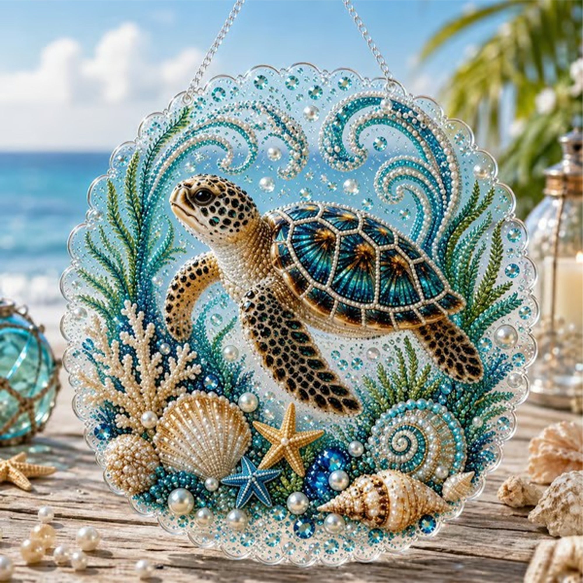 Diy Layered Bead Pearl Art Kit With Round Hanging Plate - Image 17