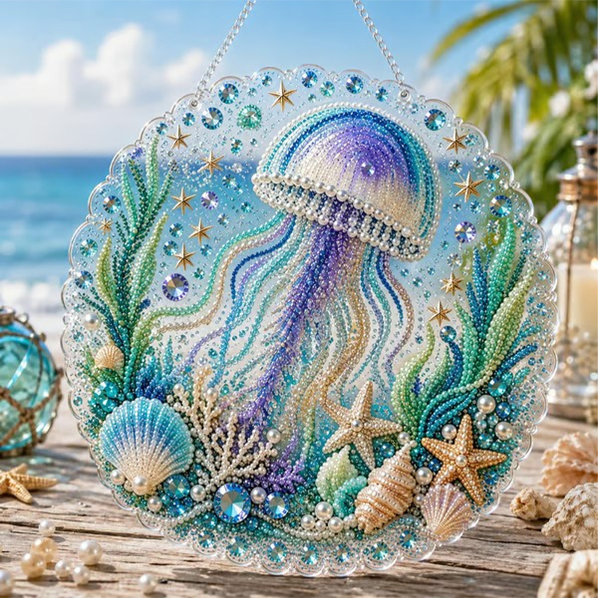 Diy Layered Bead Pearl Art Kit With Round Hanging Plate - Image 19