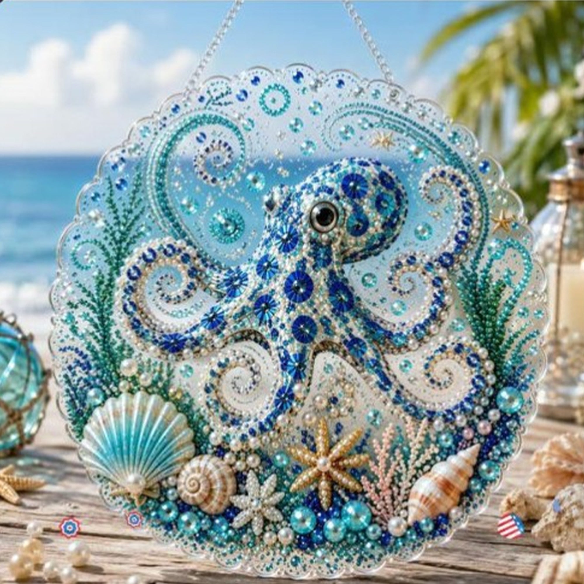 Diy Layered Bead Pearl Art Kit With Round Hanging Plate - Image 20