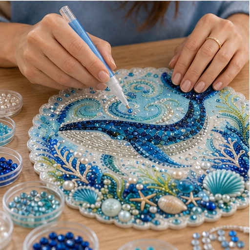 Diy Layered Bead Pearl Art Kit With Round Hanging Plate - Image 3