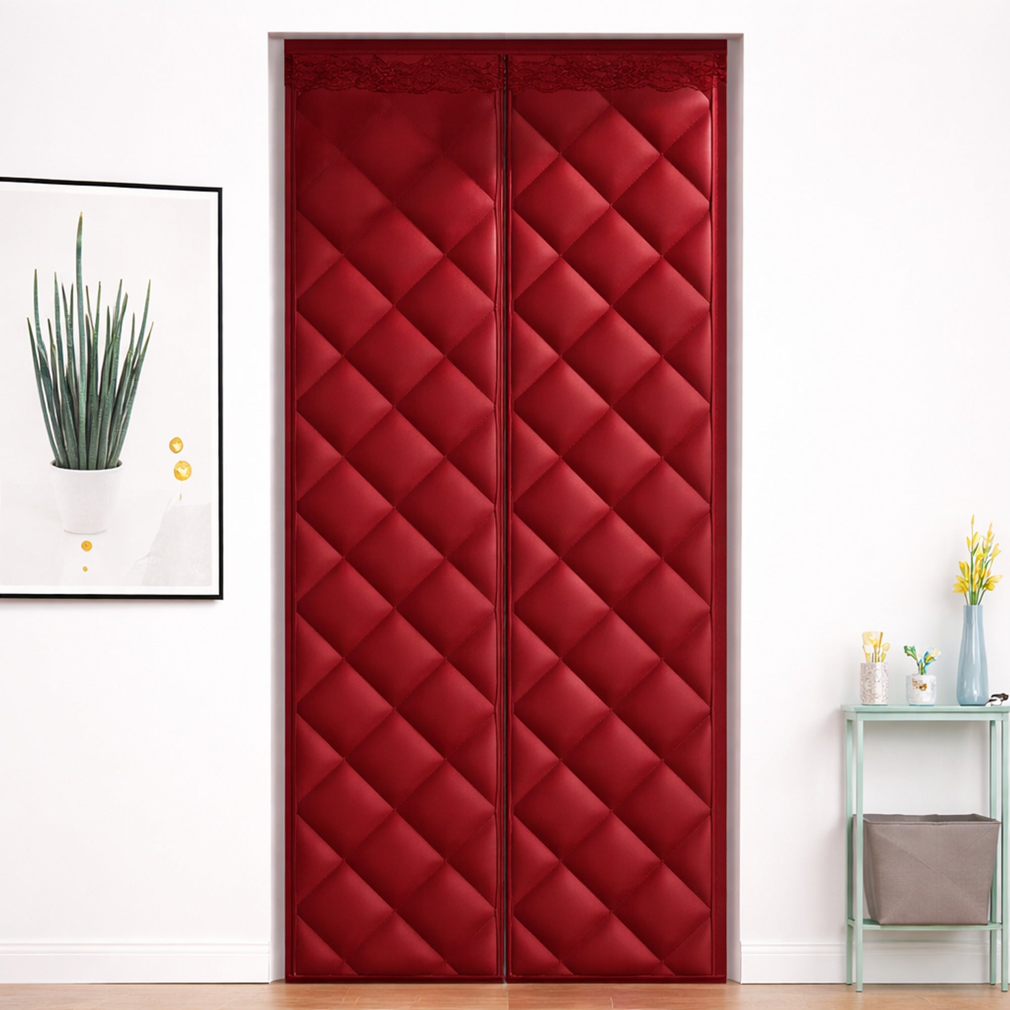 Door Draft Blocker Quilted Insulated Fabric Panel With Magnetic Strip Trim - Image 7