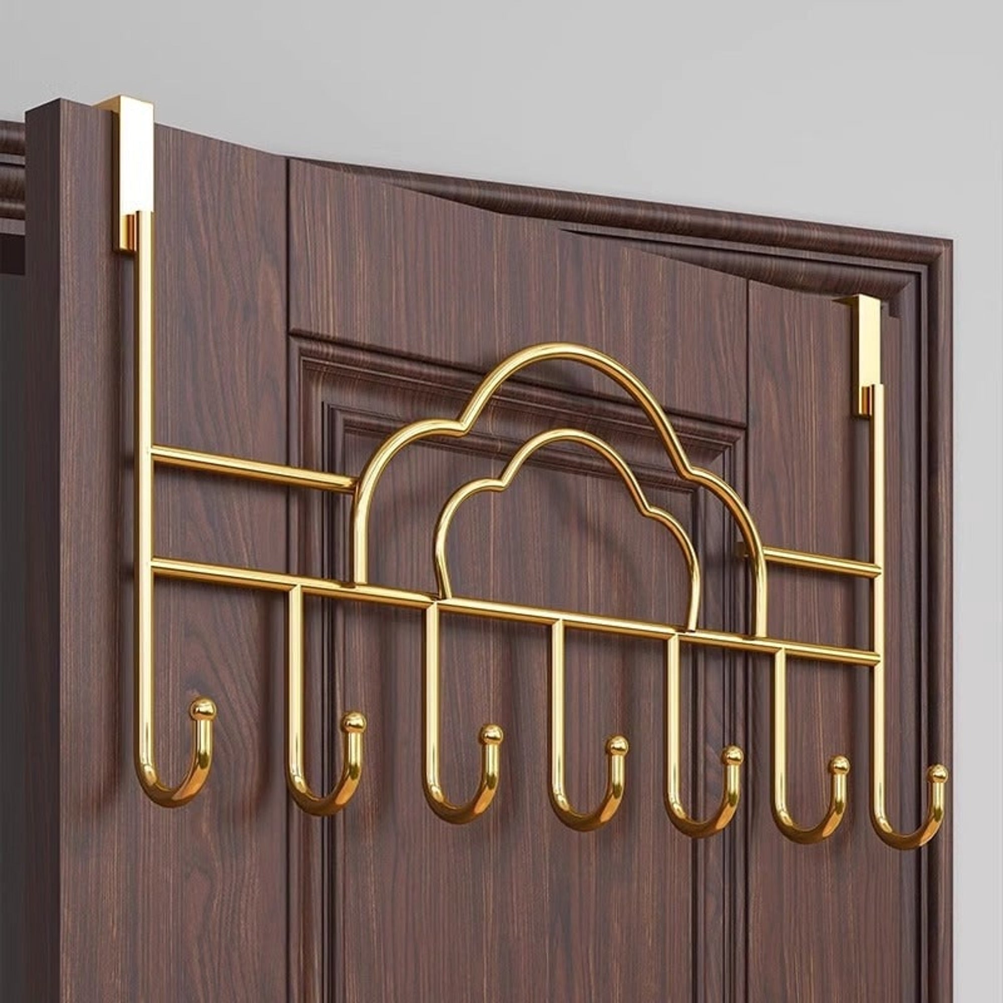 Door Mounted Coat Rack with Streamlined Hook and Cloud Shape - Image 1