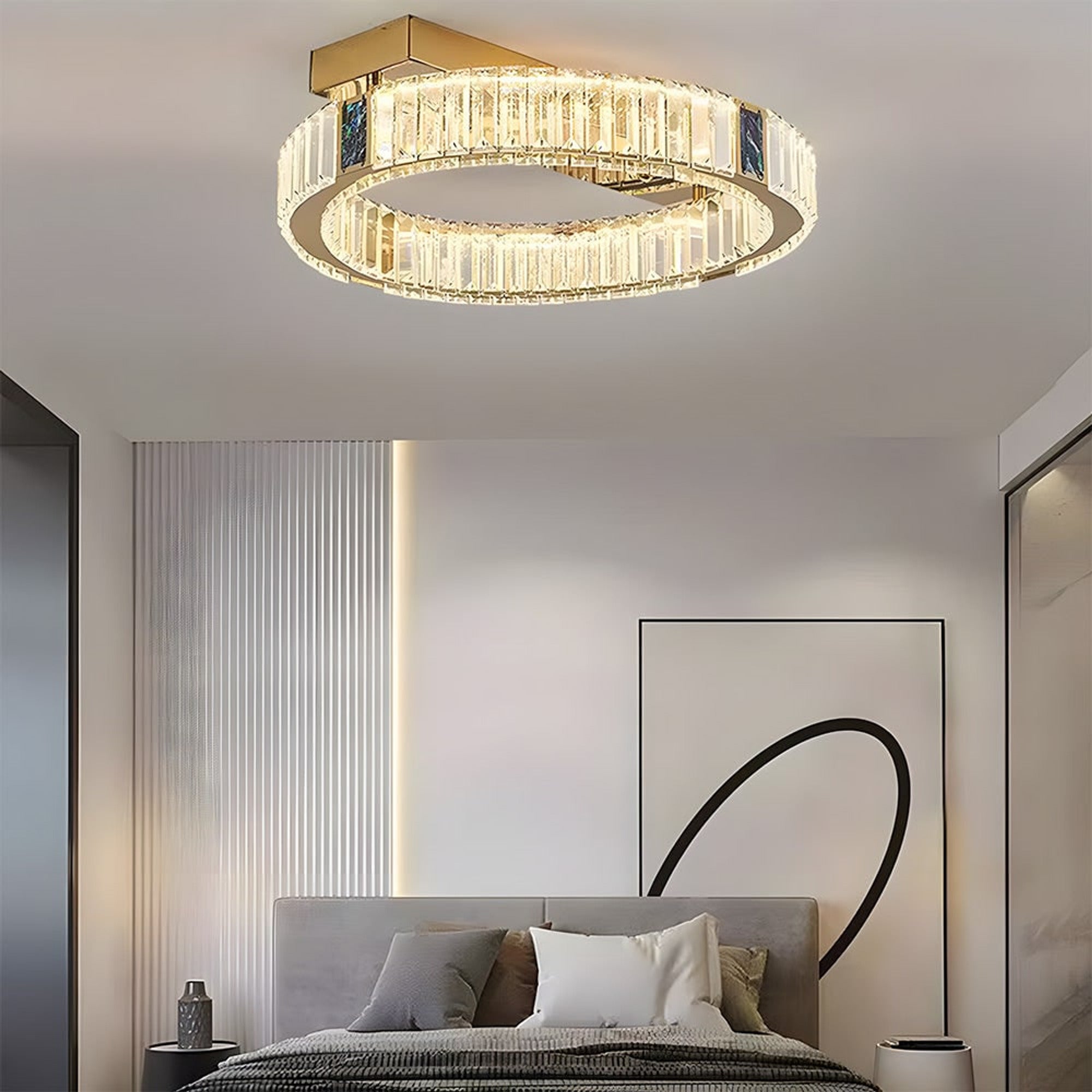 Double Ring Crystal LED Chandelier - Image 1