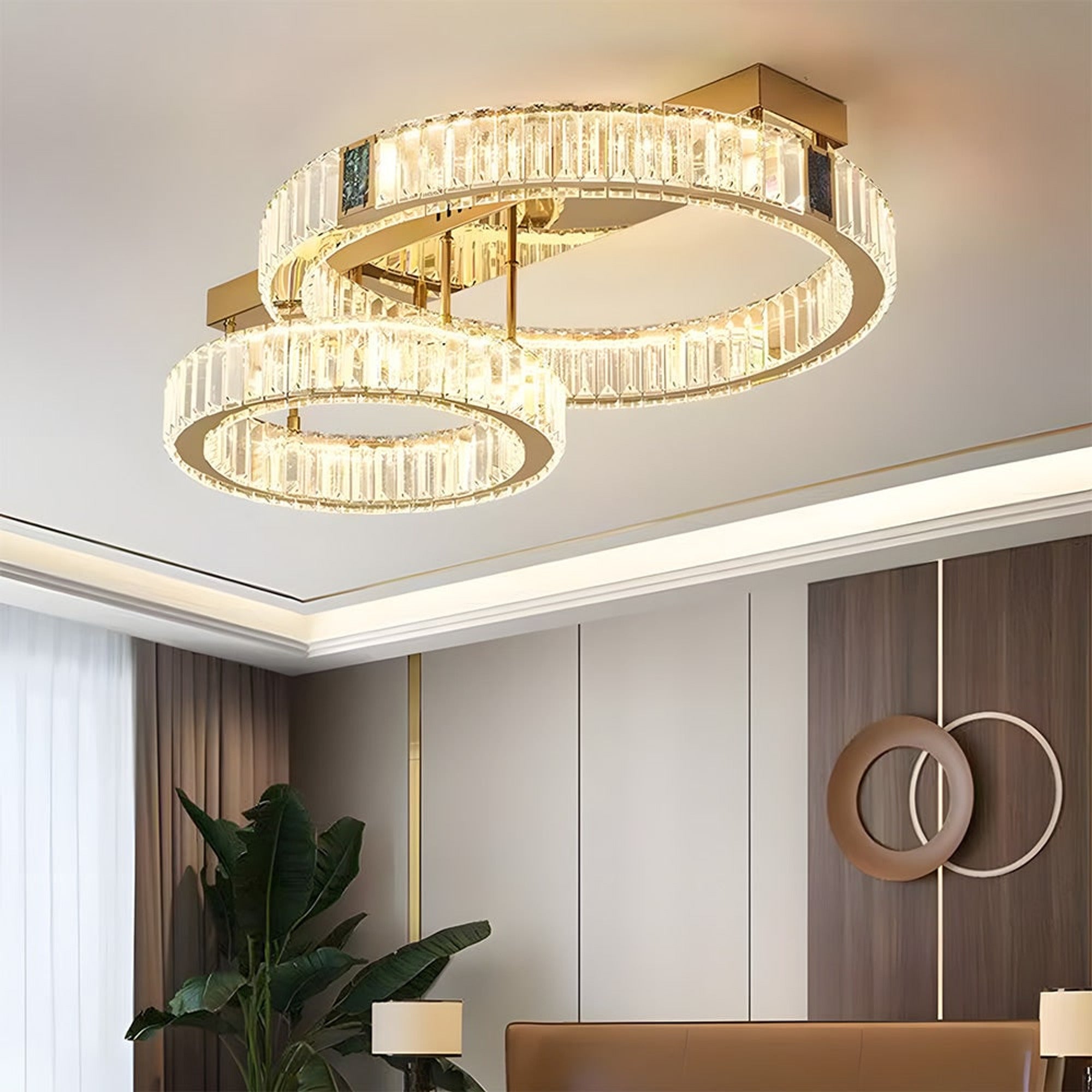 Double Ring Crystal LED Chandelier - Image 6